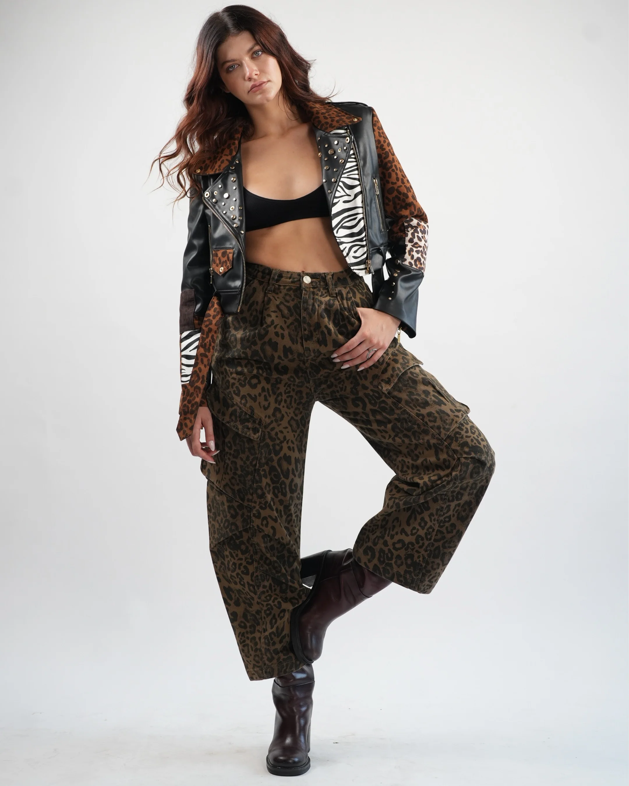 Animal Print Leather Jacket - Image 6