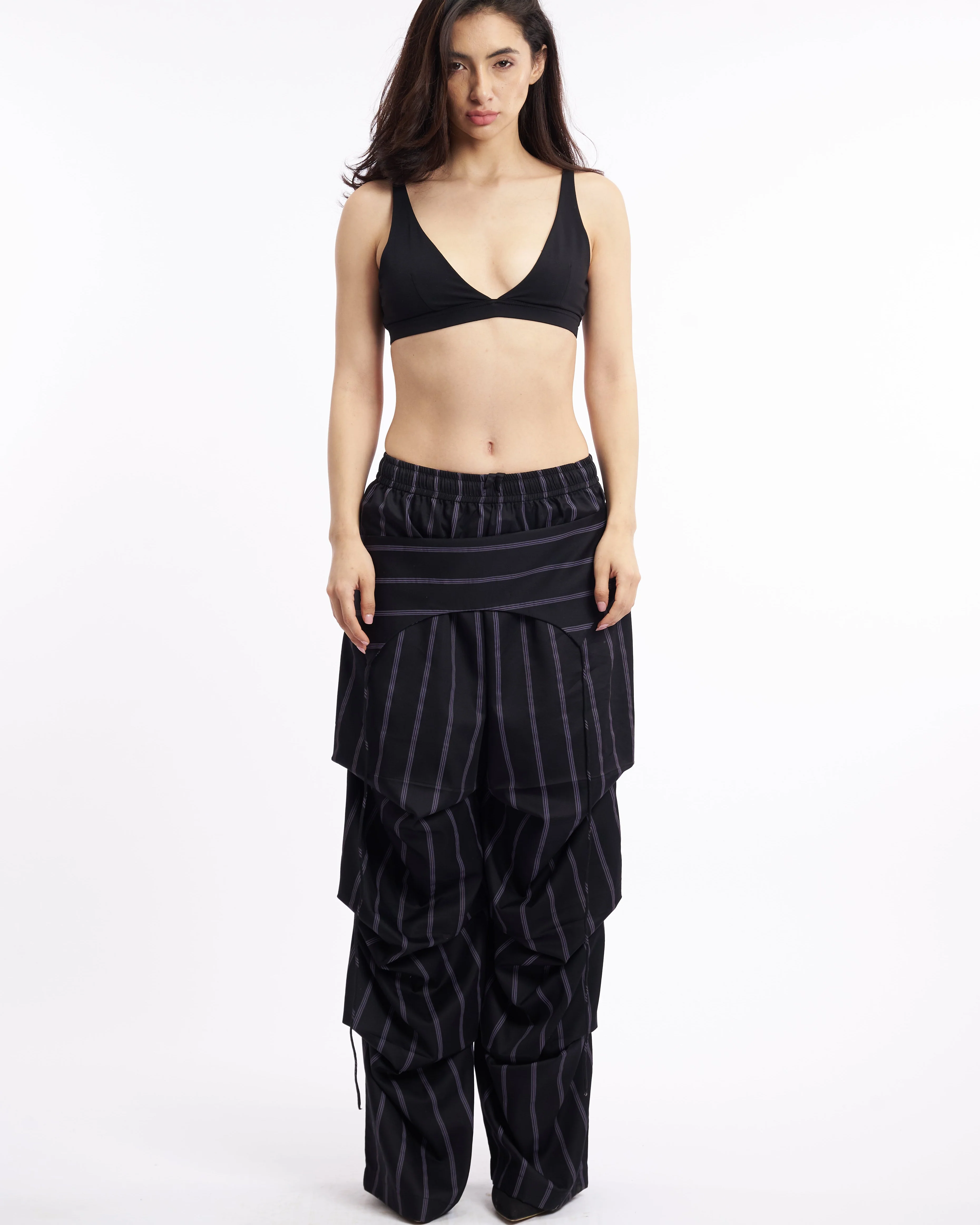 Black Pinstripe Boxer Cargo Pants - Image 3