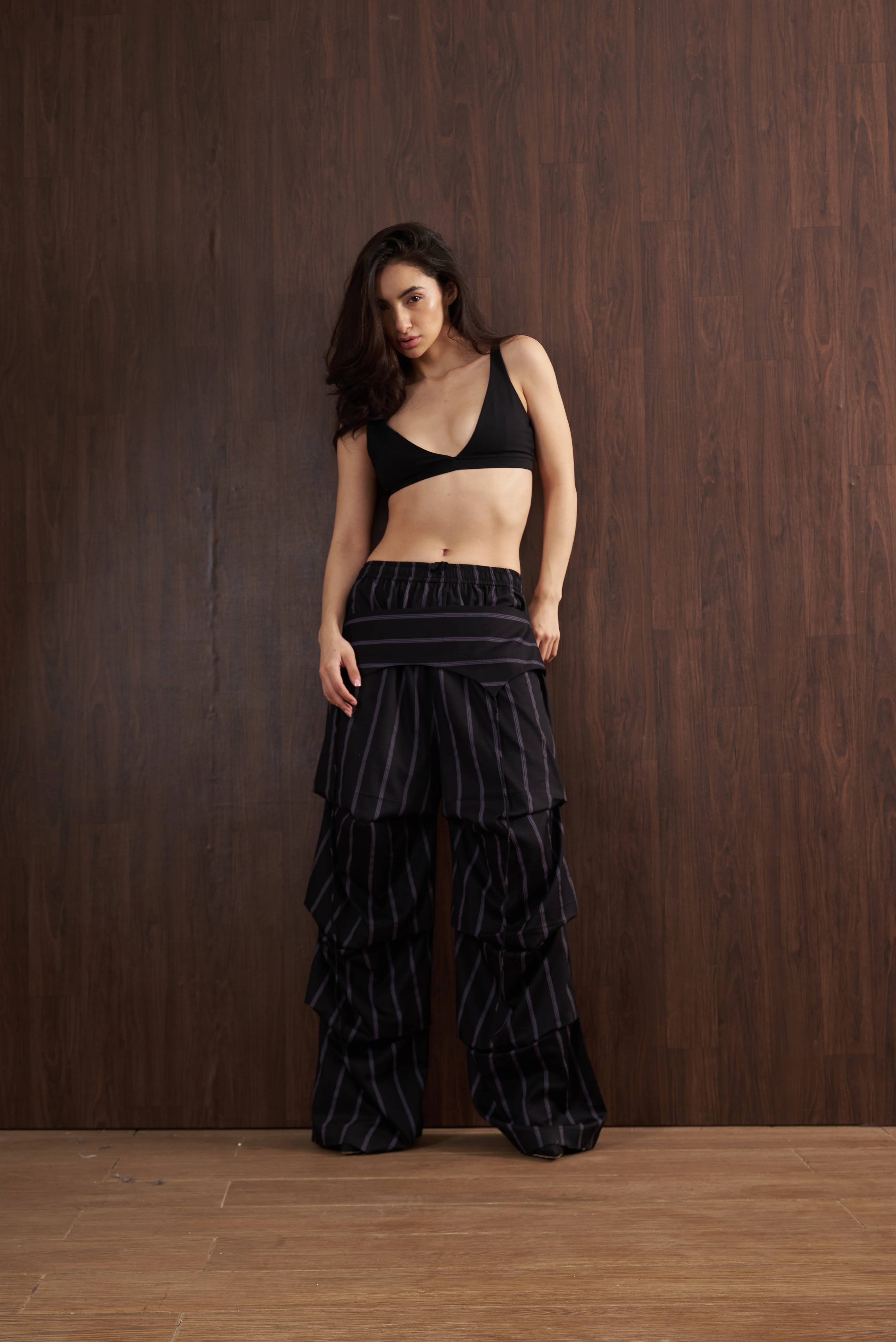 Black Pinstripe Boxer Cargo Pants - Image 4