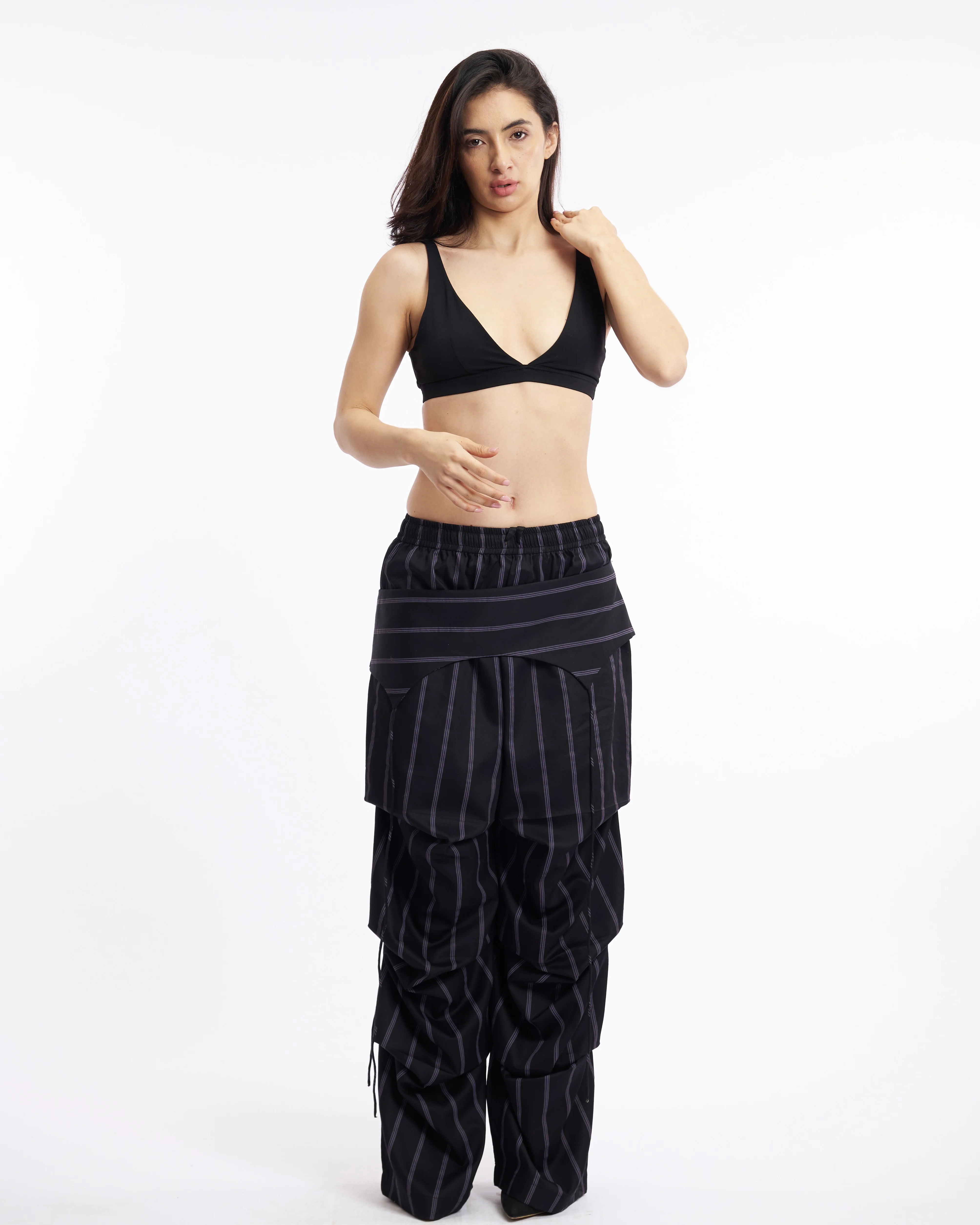 Black Pinstripe Boxer Cargo Pants - Image 9