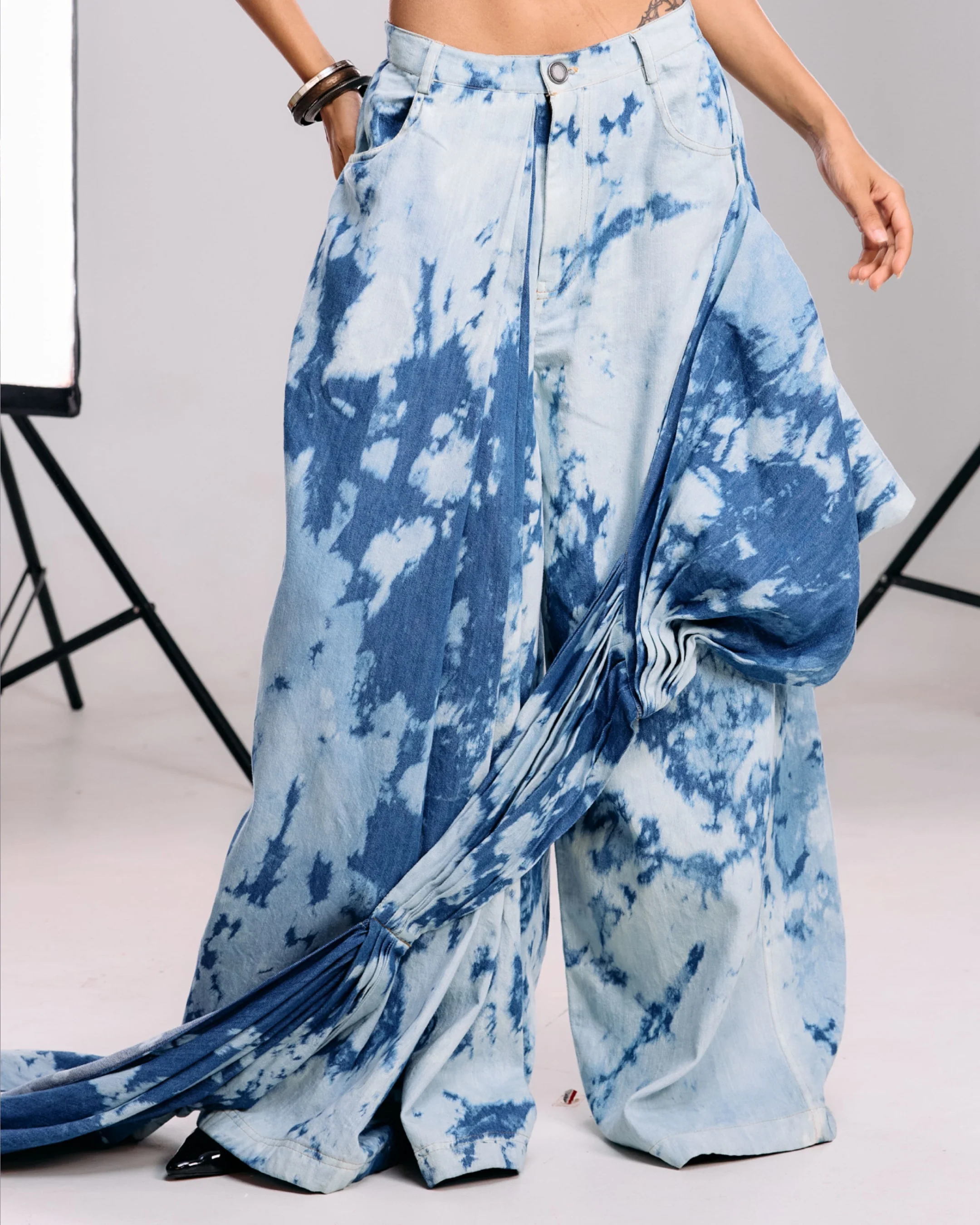 Denim Drape Saree Pant - Image 10