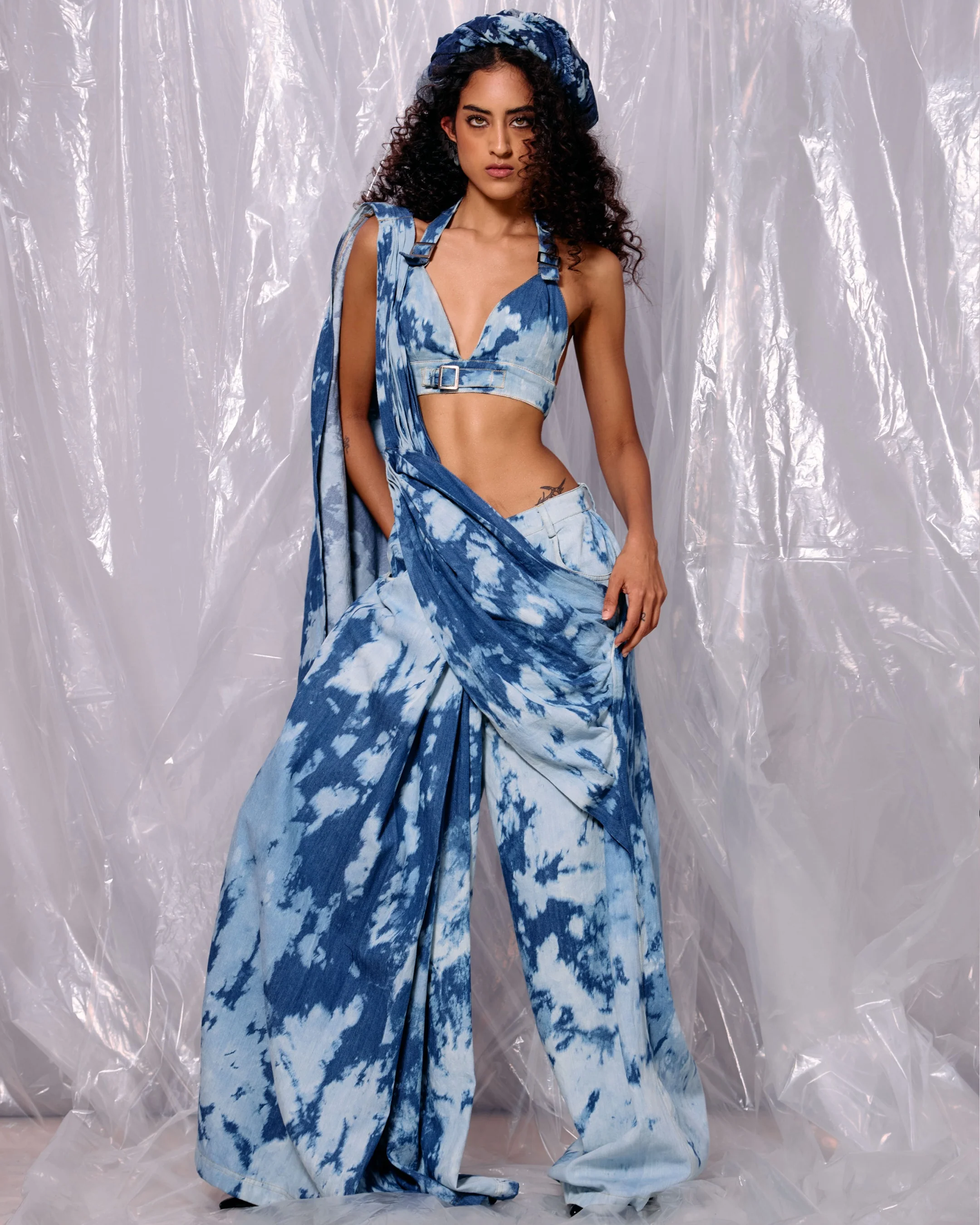 Denim Drape Saree Pant - Image 3