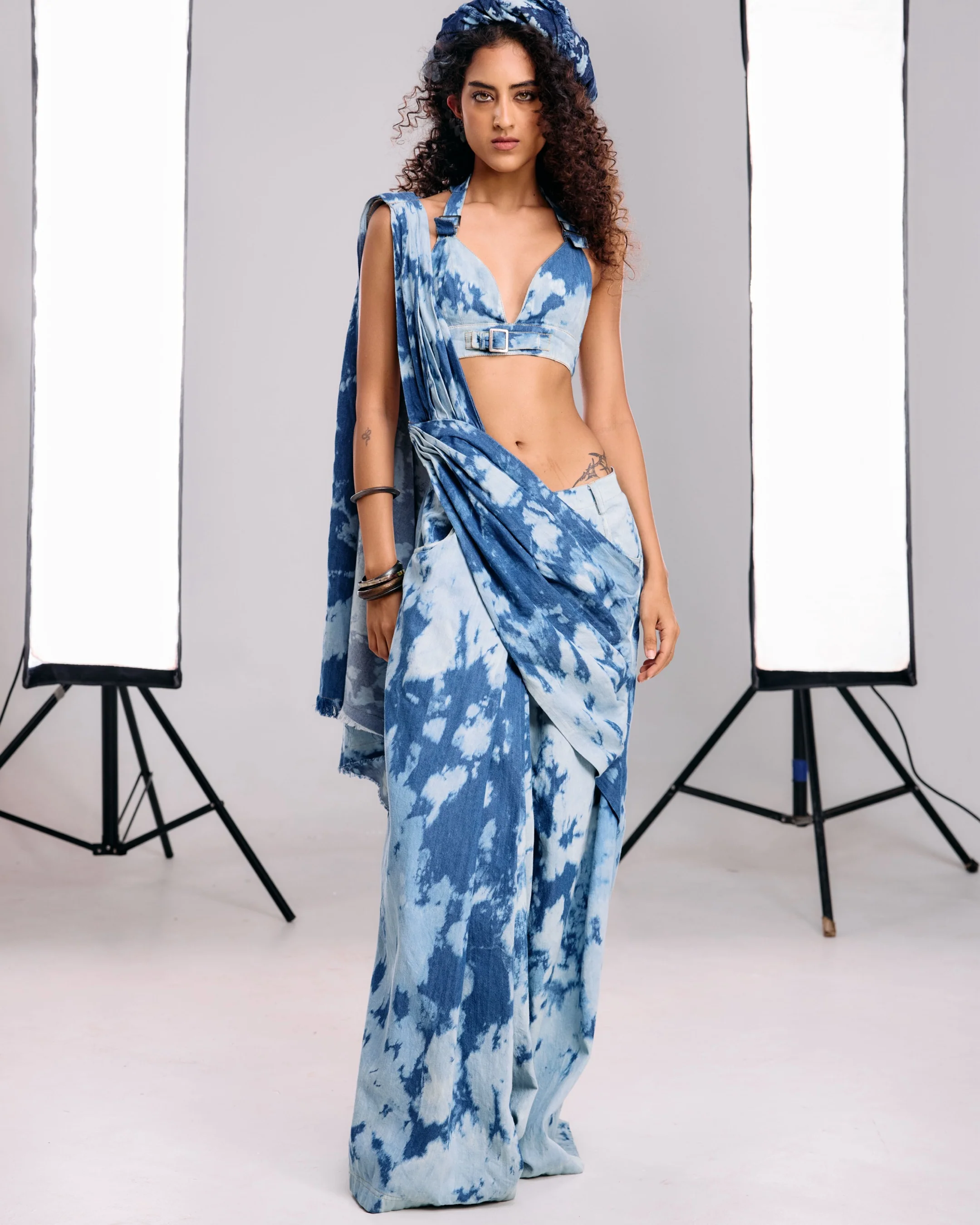 Denim Drape Saree Pant - Image 4