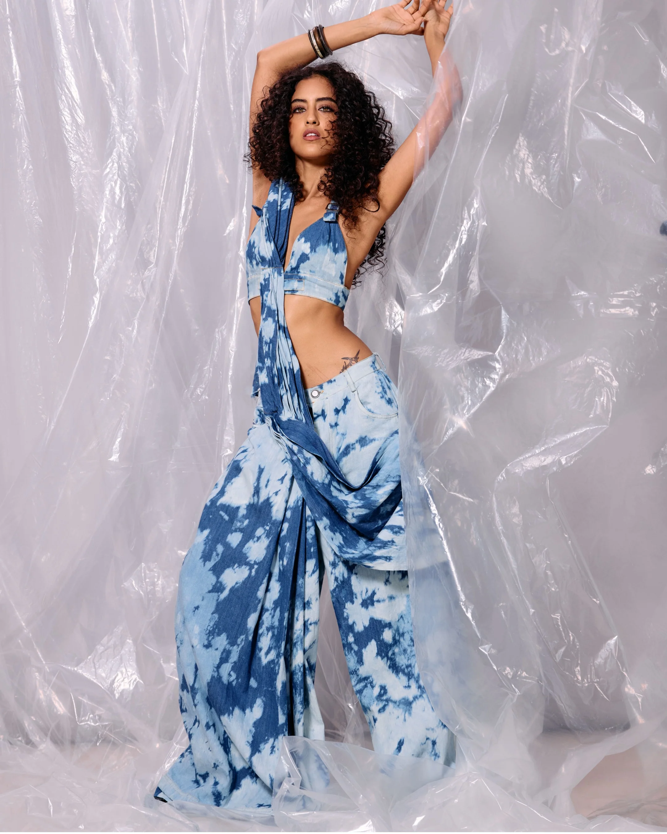 Denim Drape Saree Pant - Image 6