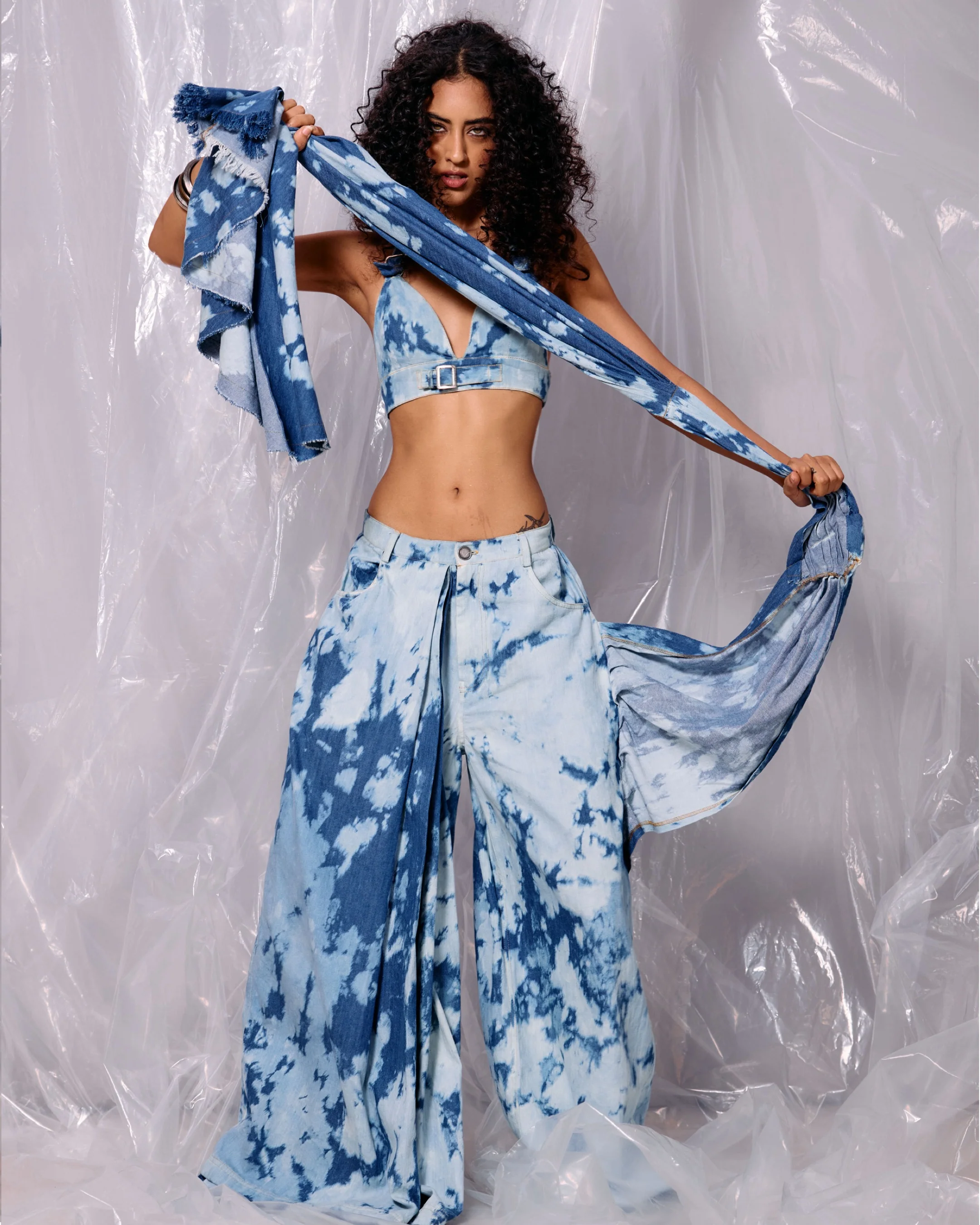 Denim Drape Saree Pant - Image 7