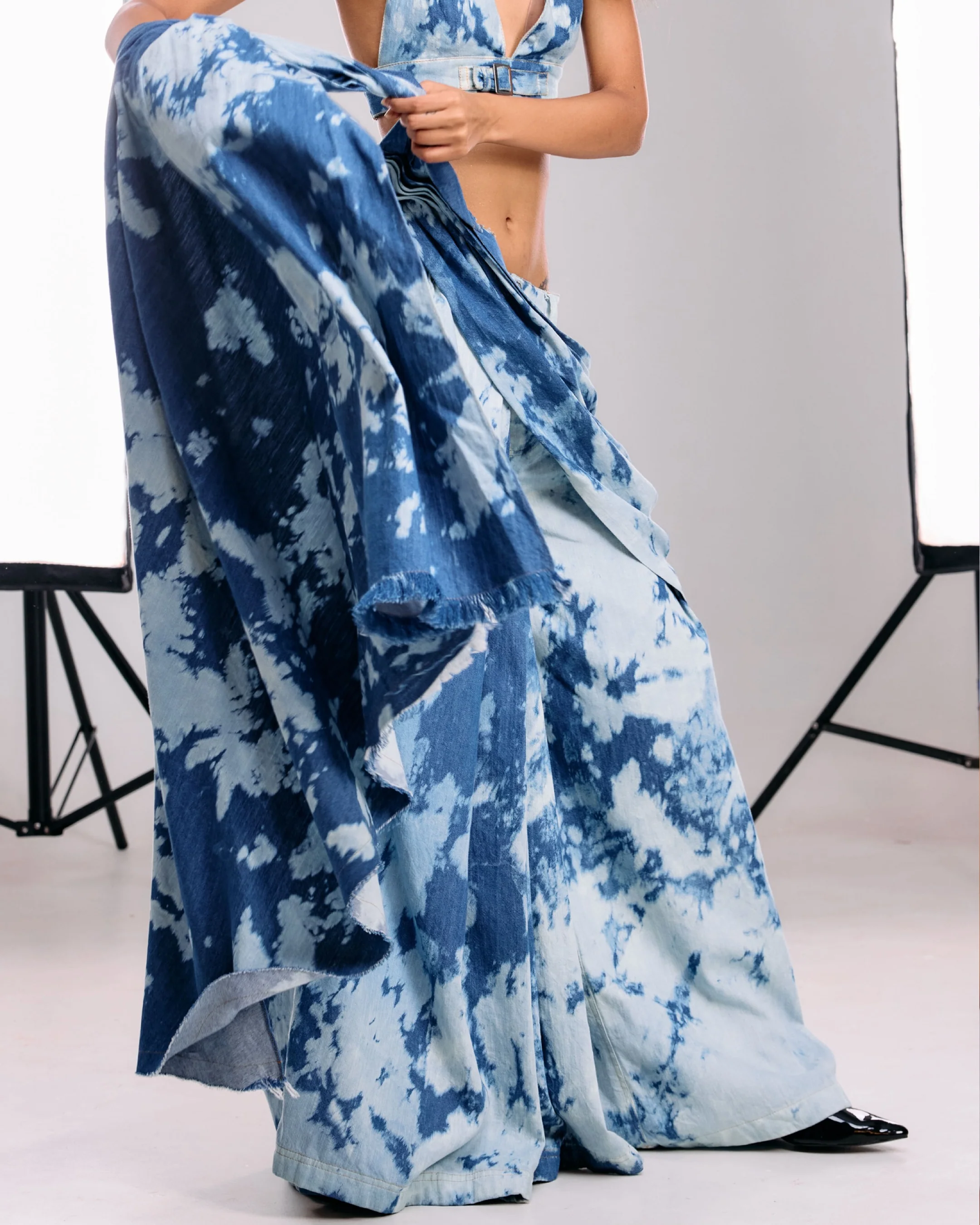 Denim Drape Saree Pant - Image 9