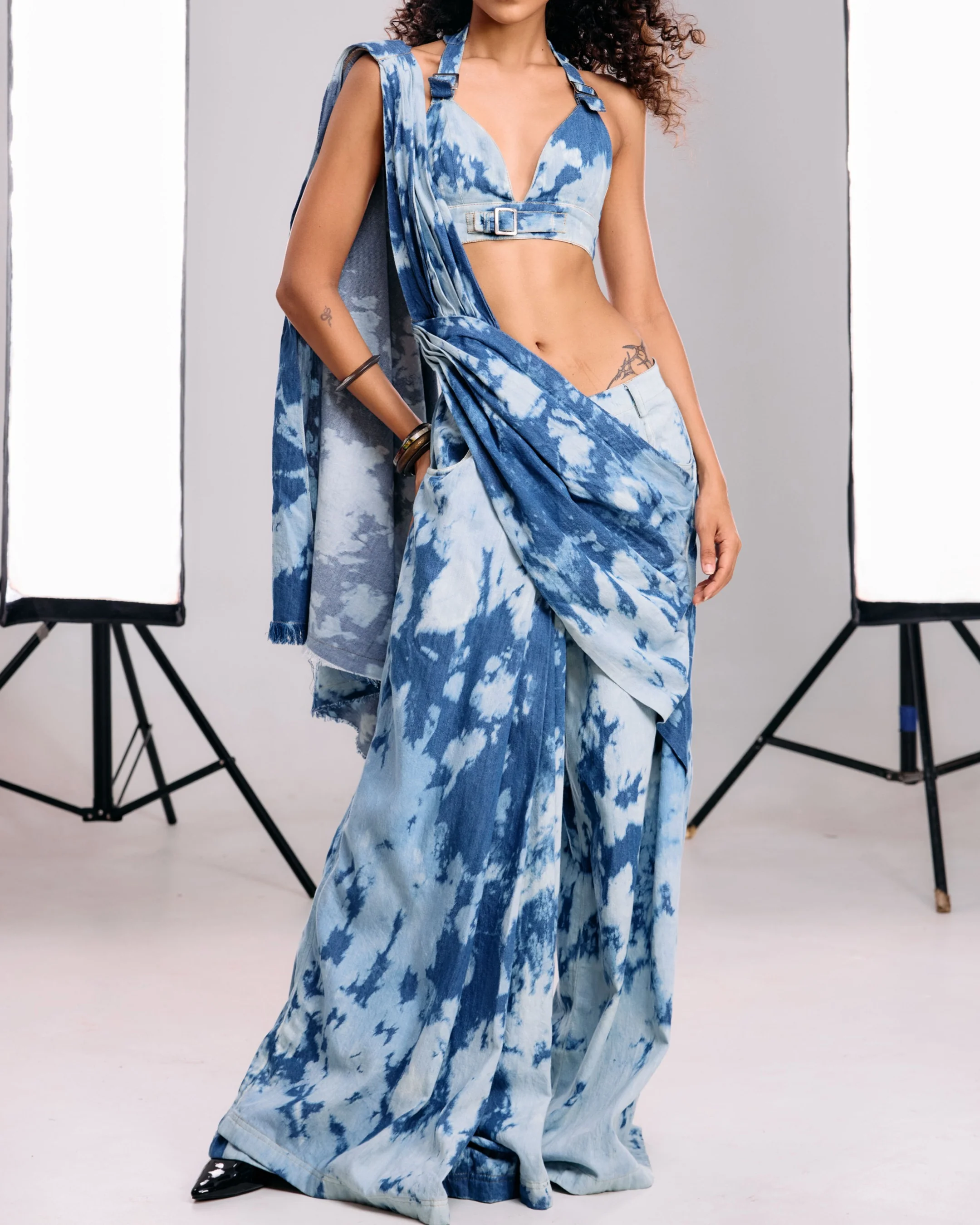 Denim Drape Saree Pant - Image 2