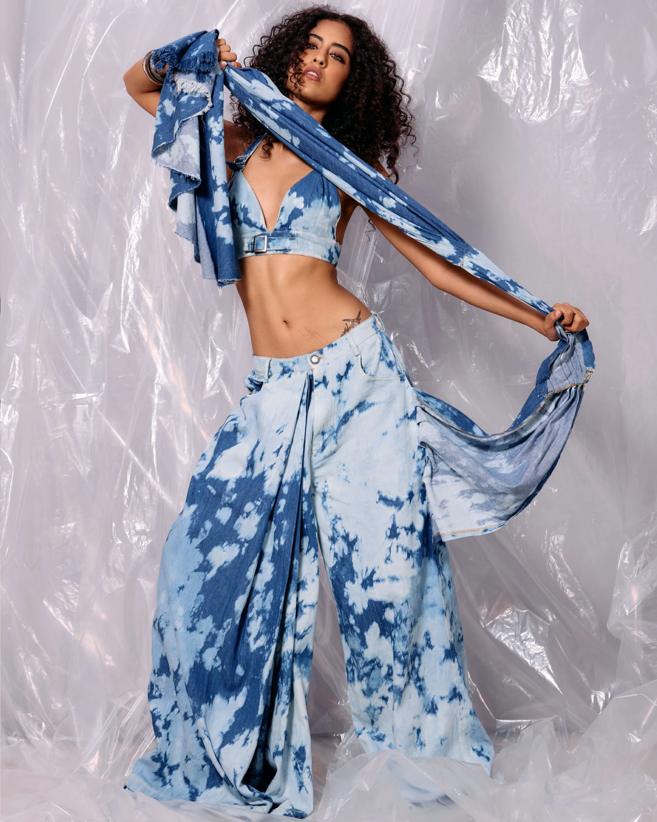 Denim Drape Saree Pant - Image 11