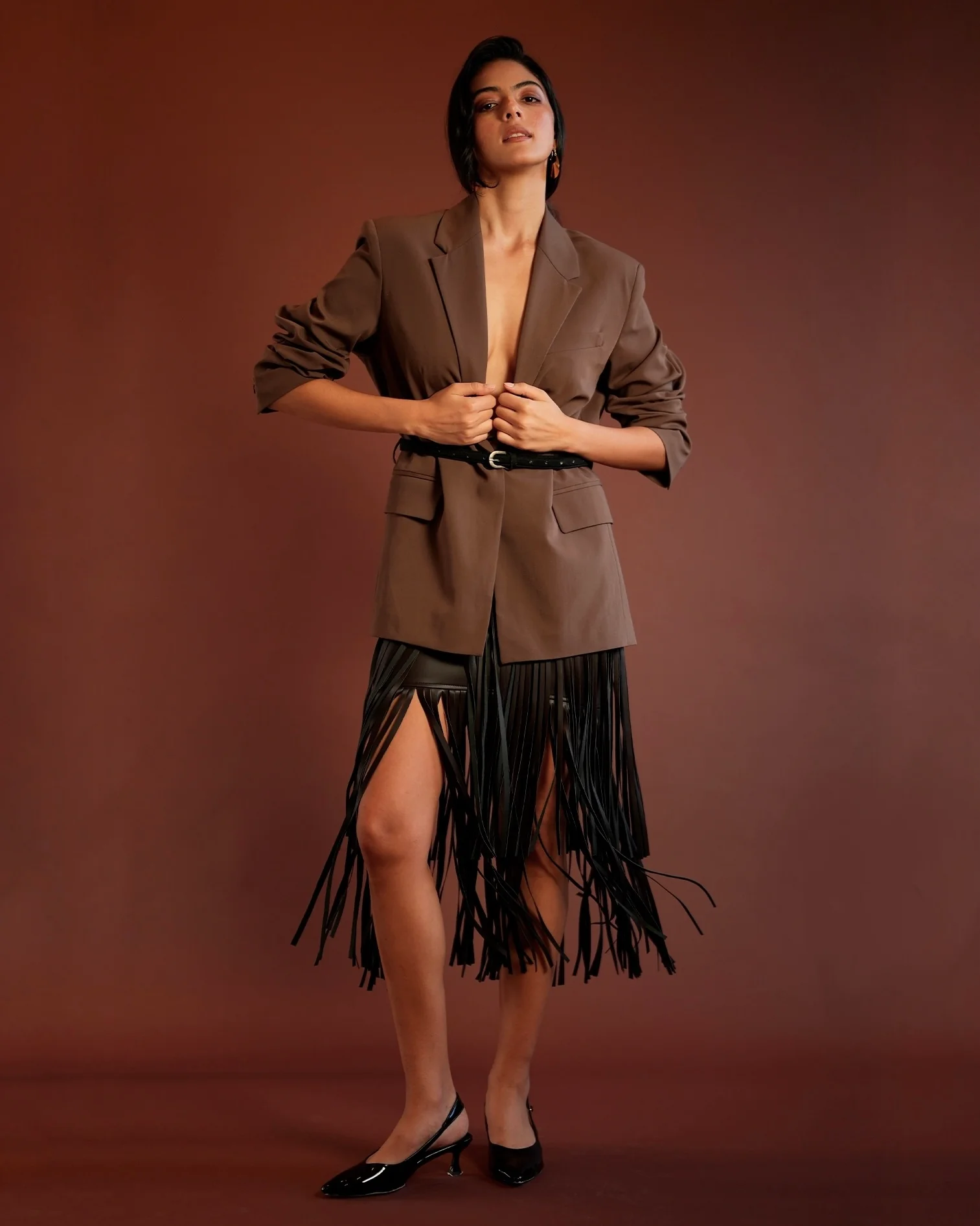 Knee Length Fringe Skirt