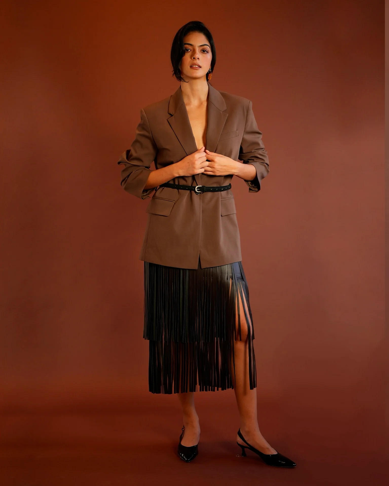 Knee Length Fringe Skirt - Image 3