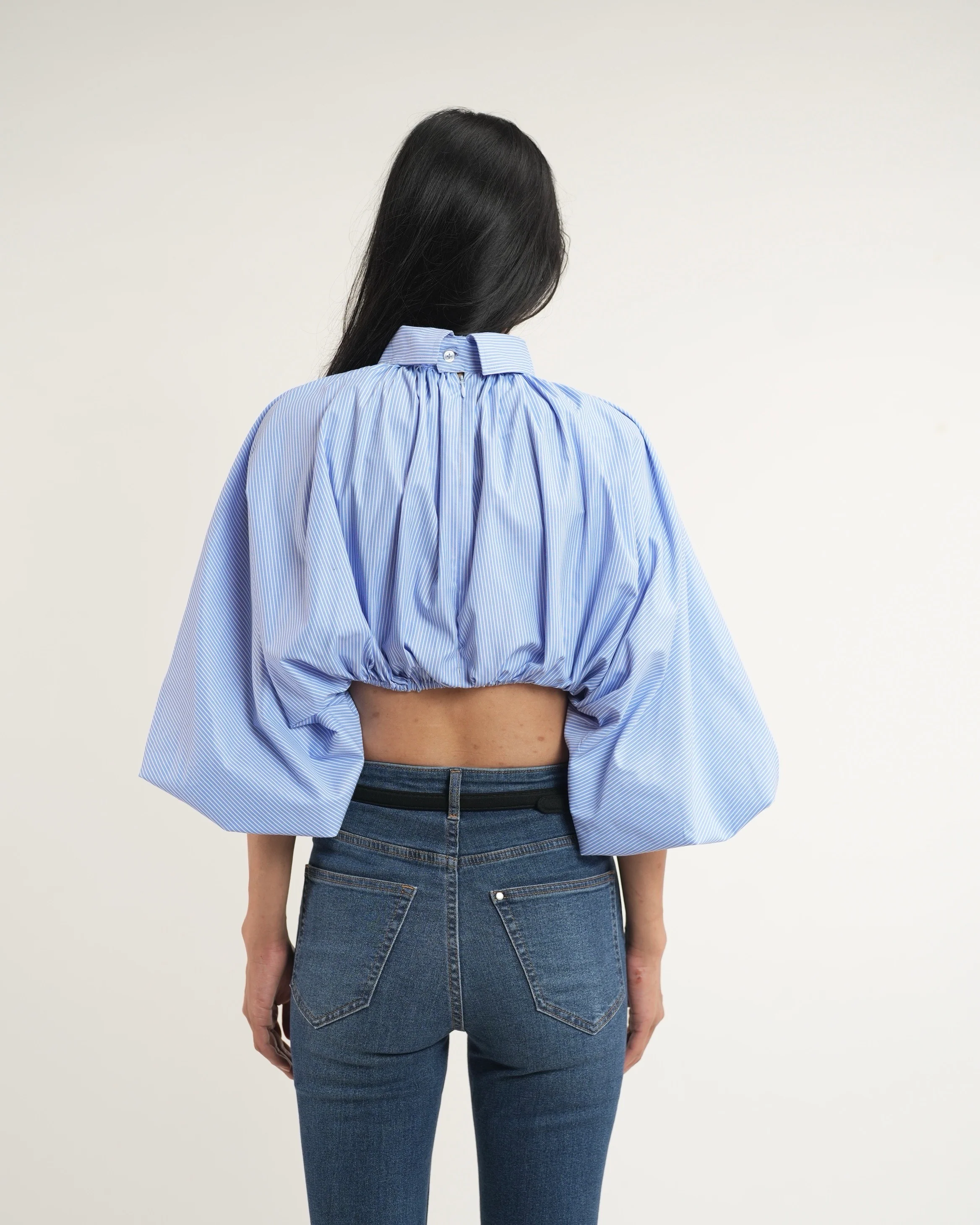Pinstripe Cropped Shirt - Image 10