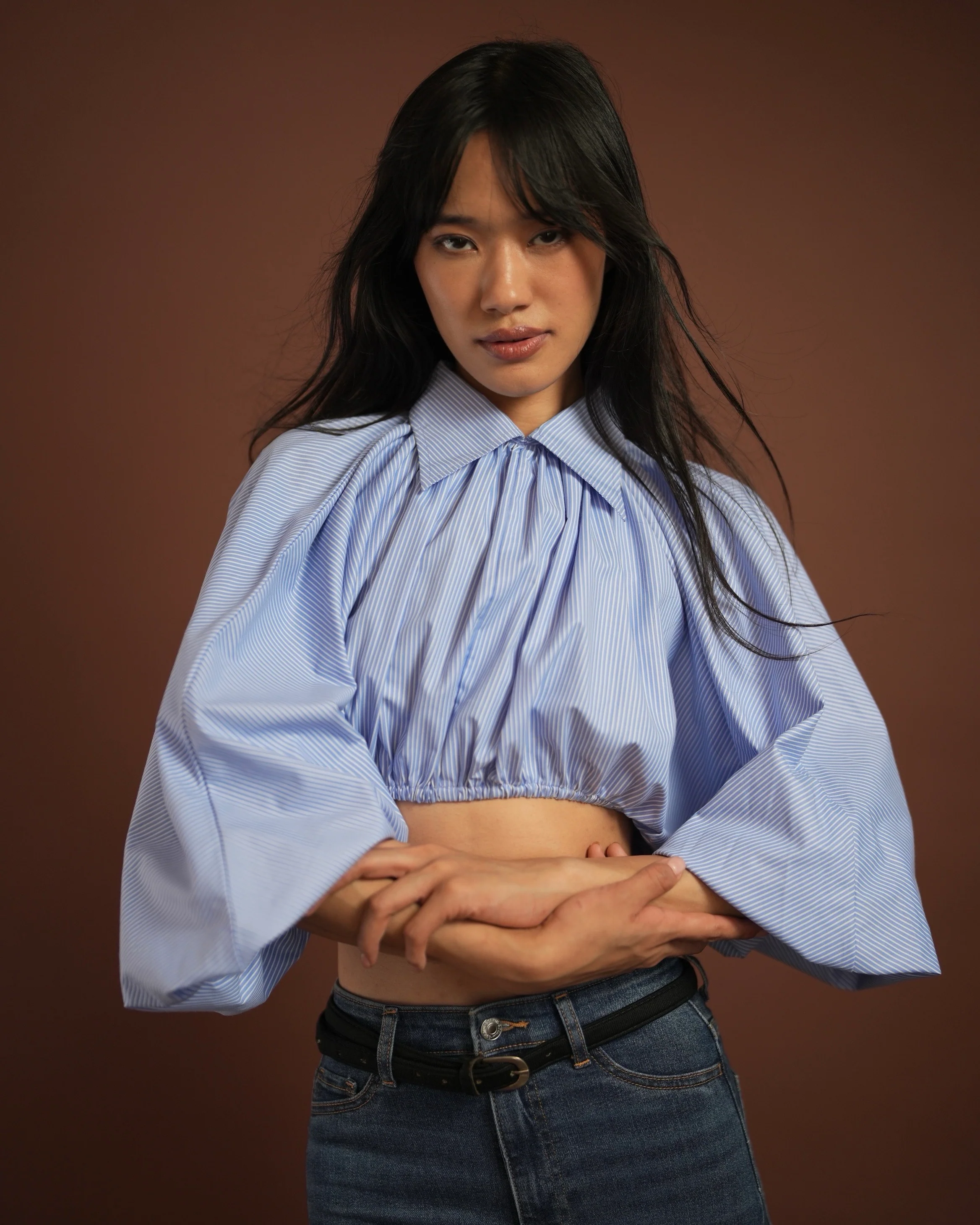 Pinstripe Cropped Shirt - Image 4