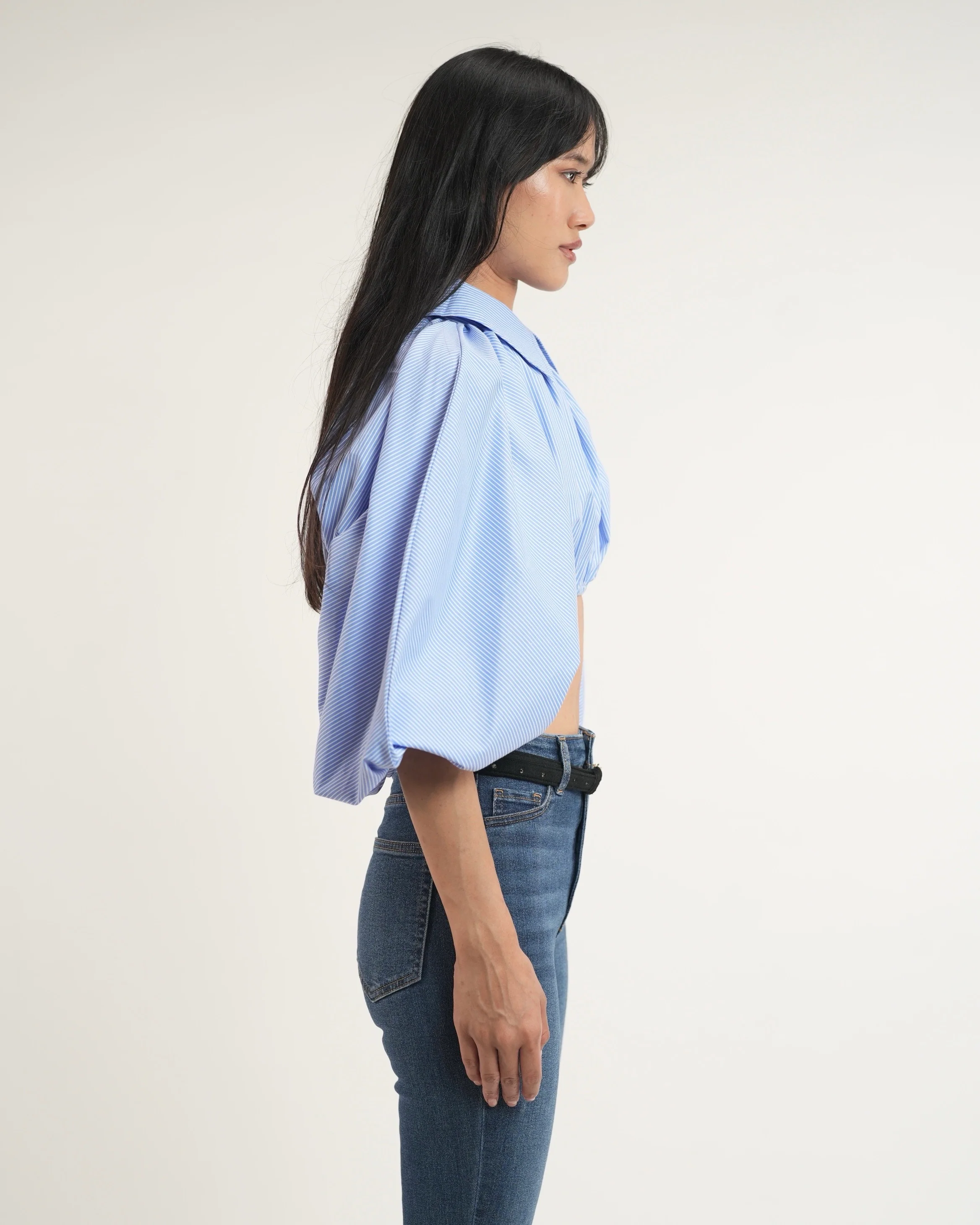 Pinstripe Cropped Shirt - Image 5