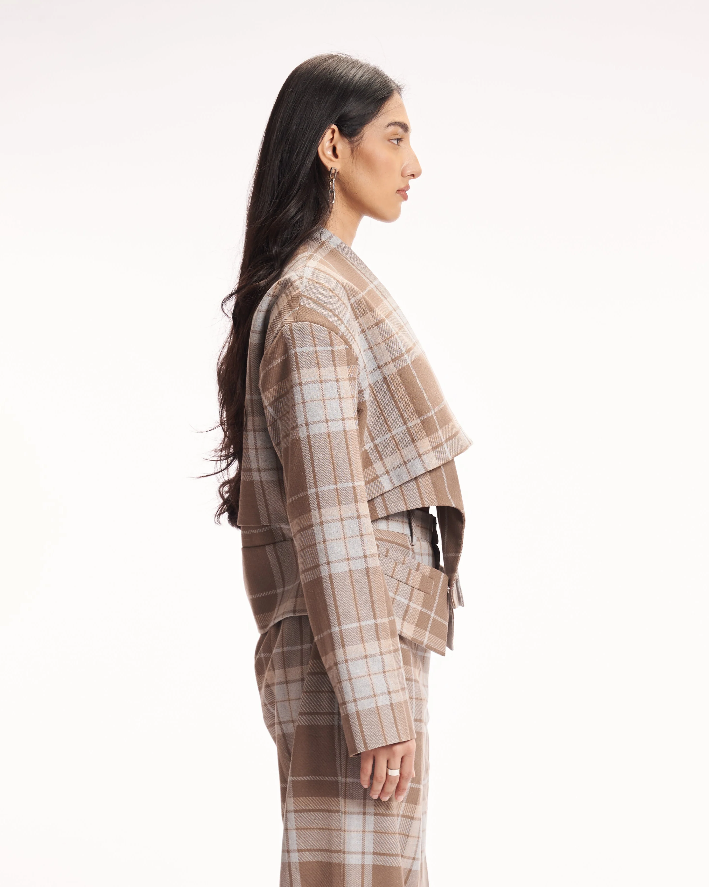 Neutral Plaid Blazer - Image 6