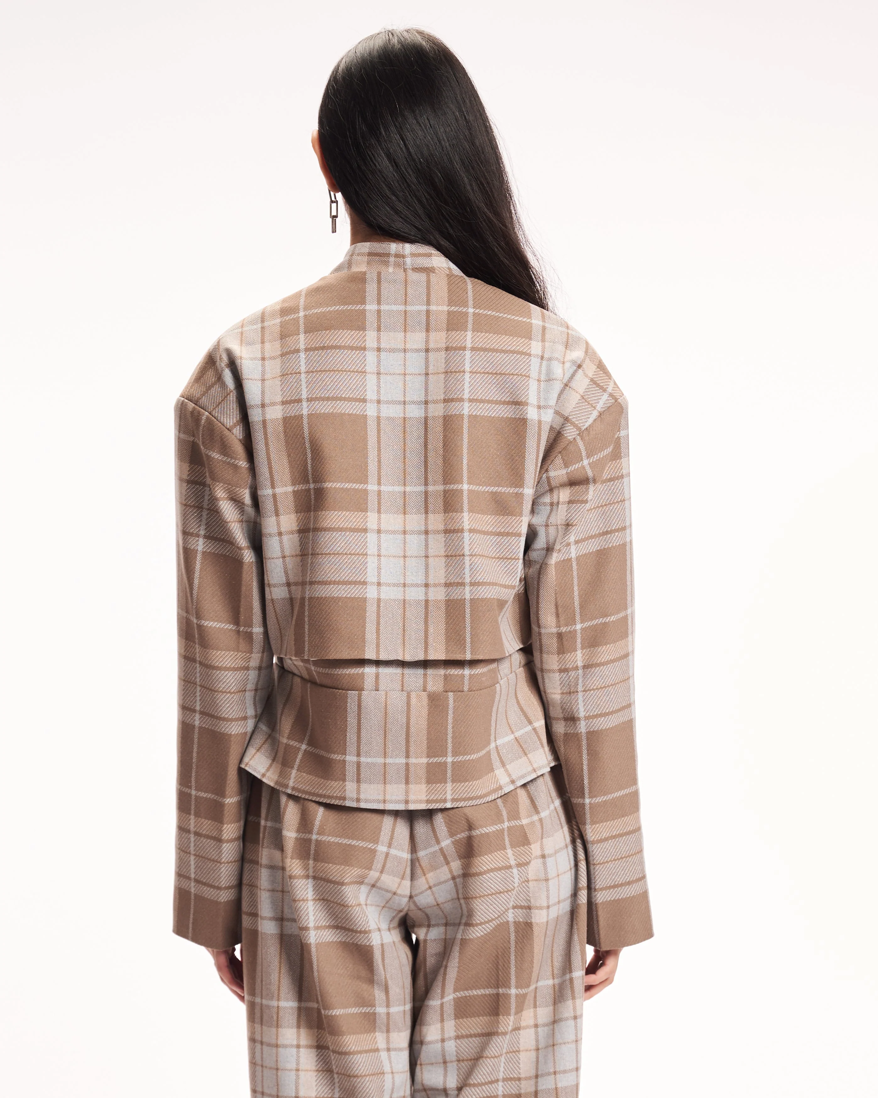 Neutral Plaid Blazer - Image 7