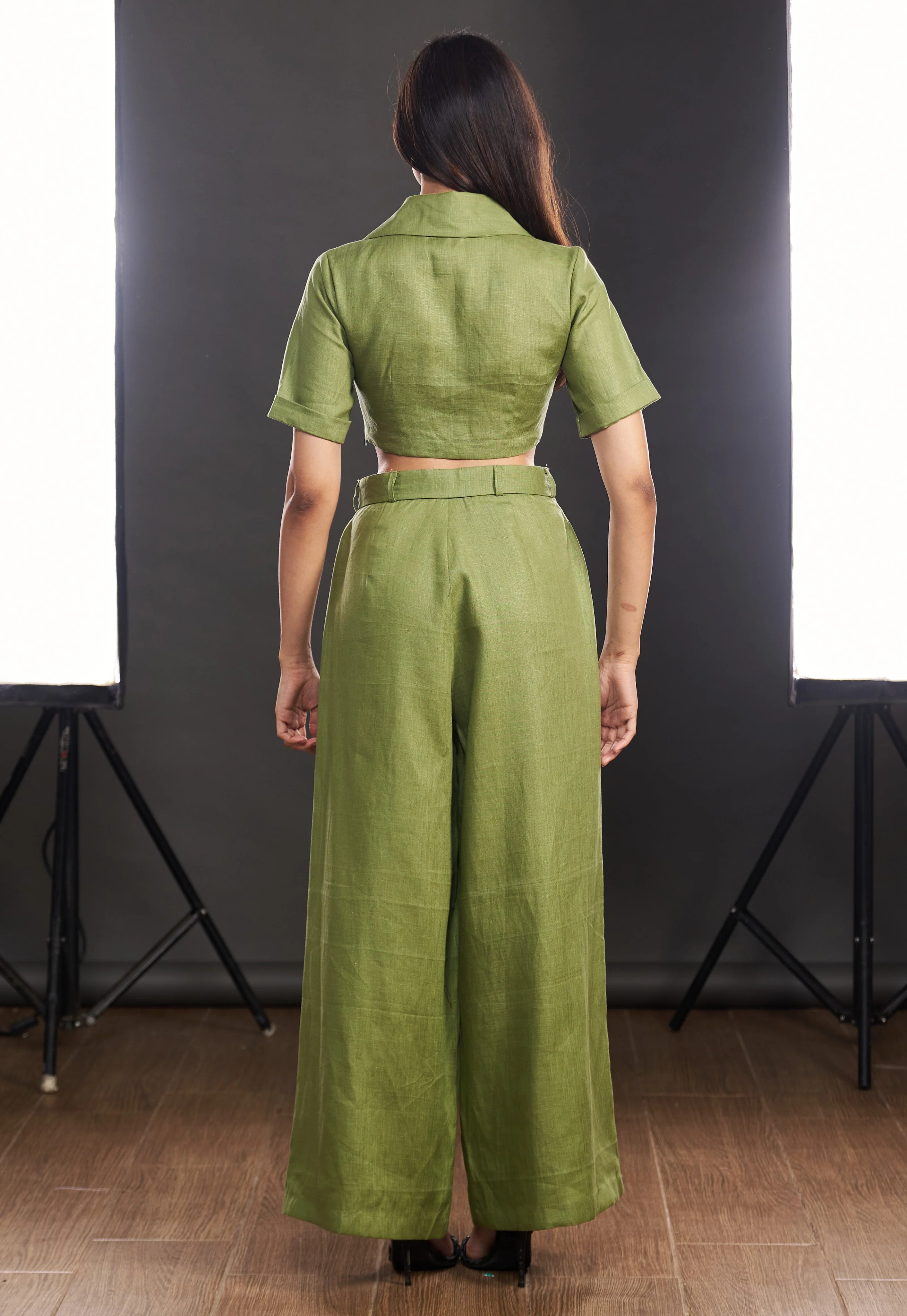 Olive Twist Linen Top - Image 3