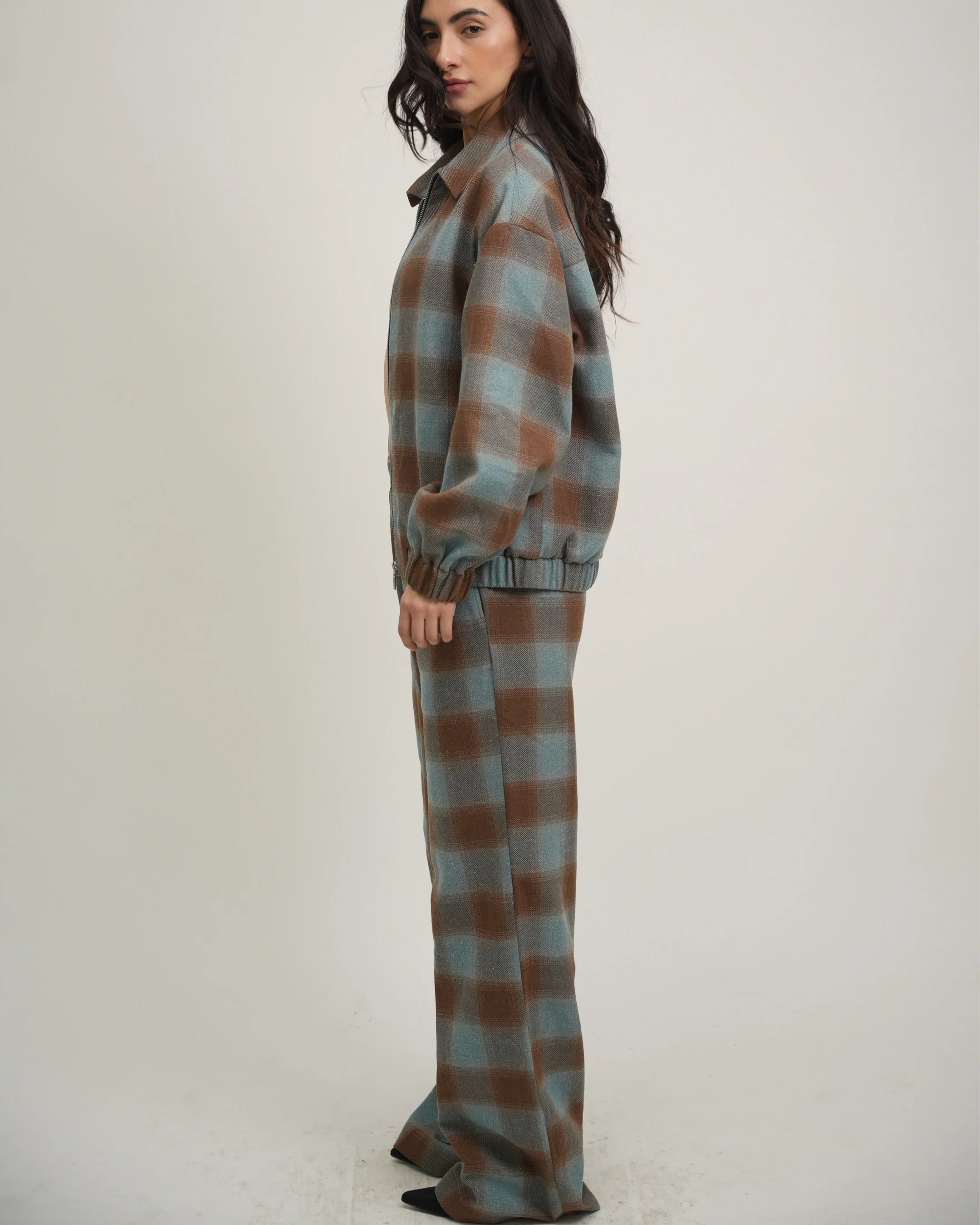 Plaid Zip Bomber Jacket - Image 3