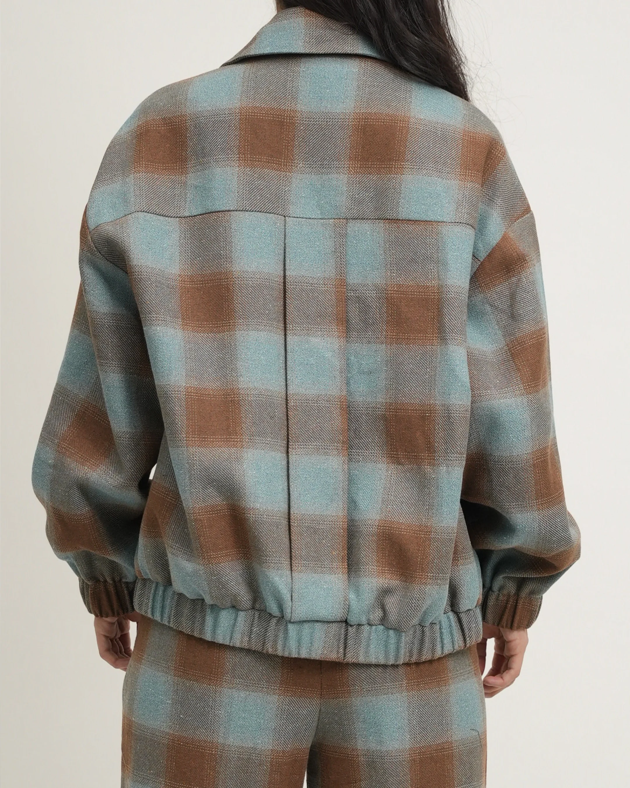 Plaid Zip Bomber Jacket - Image 5
