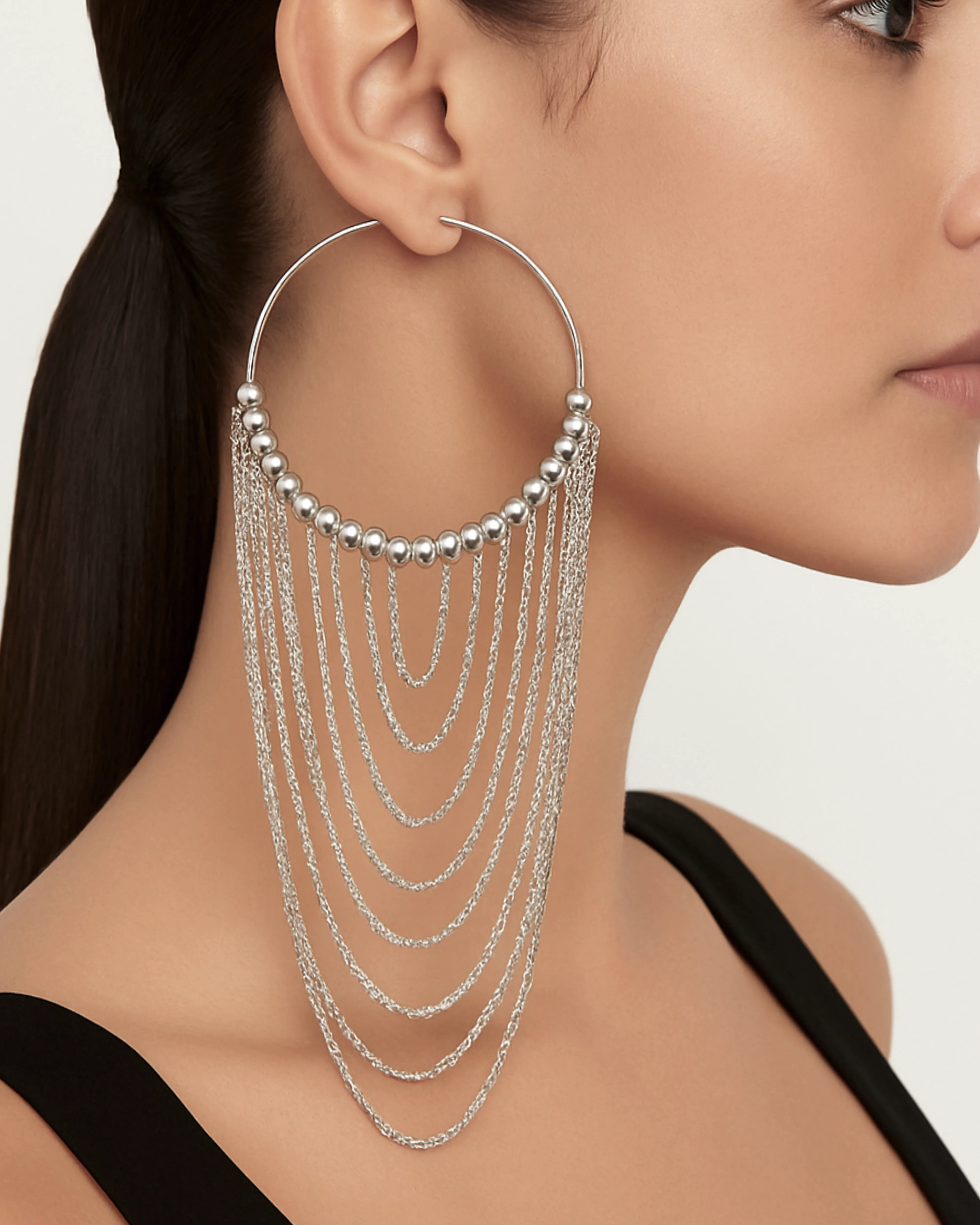 Silver Fringe Earrings - Image 4